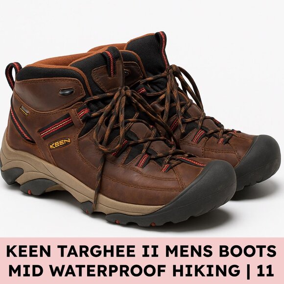 Keen Targhee II Mid Waterproof Hiking Boots Leather Rugged Outdoor Trailcore Siz - Picture 1 of 12